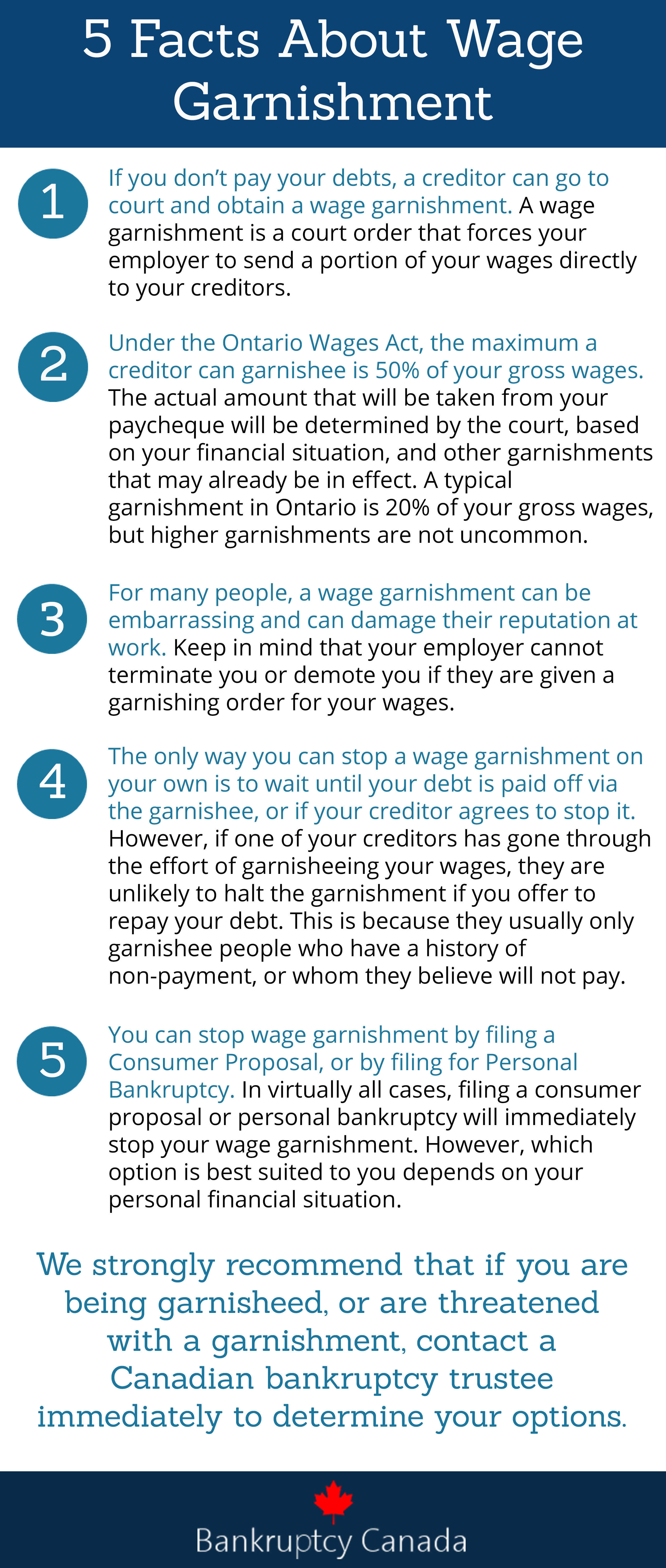 stop wage garnishment Canada information